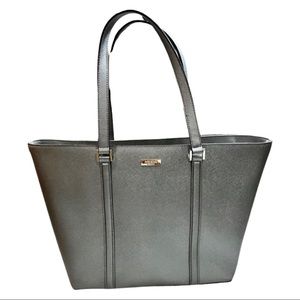 Kate Spade Large Tote Silver with gold accents